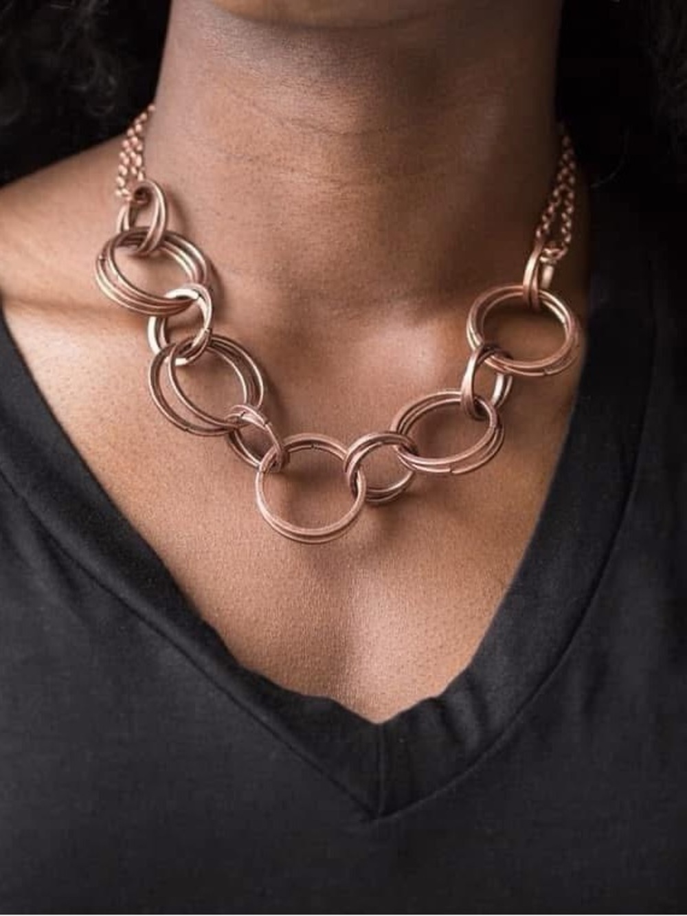Rustic copper ring necklace